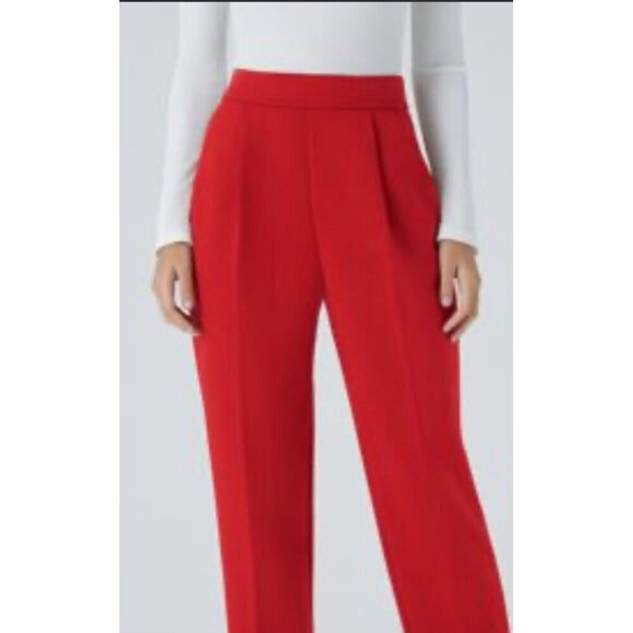 New Zara Red Wide Leg Stretch Culottes Crop Pants Trousers - Made in Spain - Picture 1 of 7